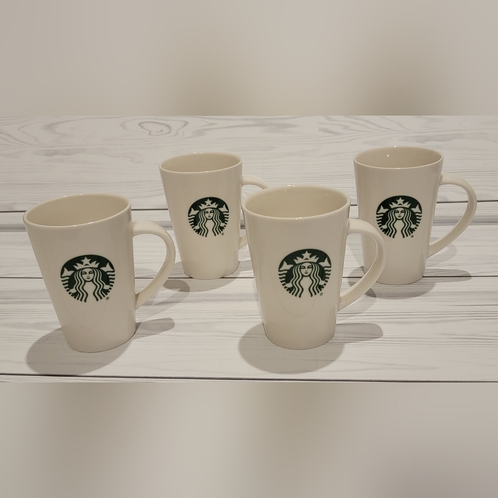 4 pc set Starbucks white 12 fl oz mugs